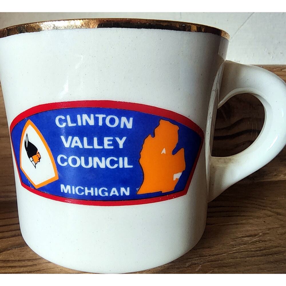 Vintage Boy Scouts of America Clainton Valley Council Michigan Mug Cup BSA